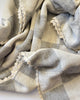 Baby Alpaca blanket with lace trim on a white background